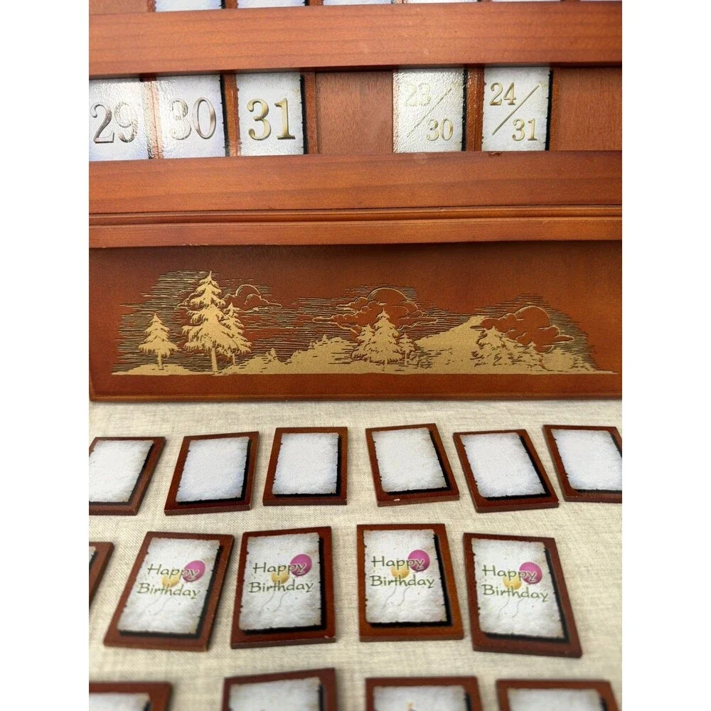 Bradford Exchange Wooden Wood Perpetual Calendar with wolves wolf Vintage read